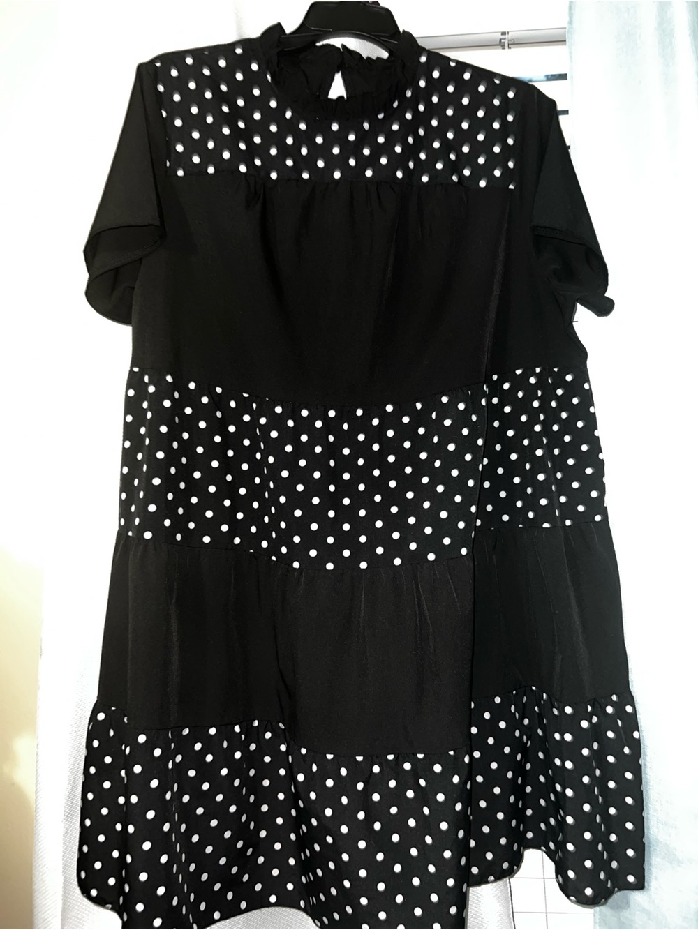 Women’s Black Polka Dot Tiered Dress